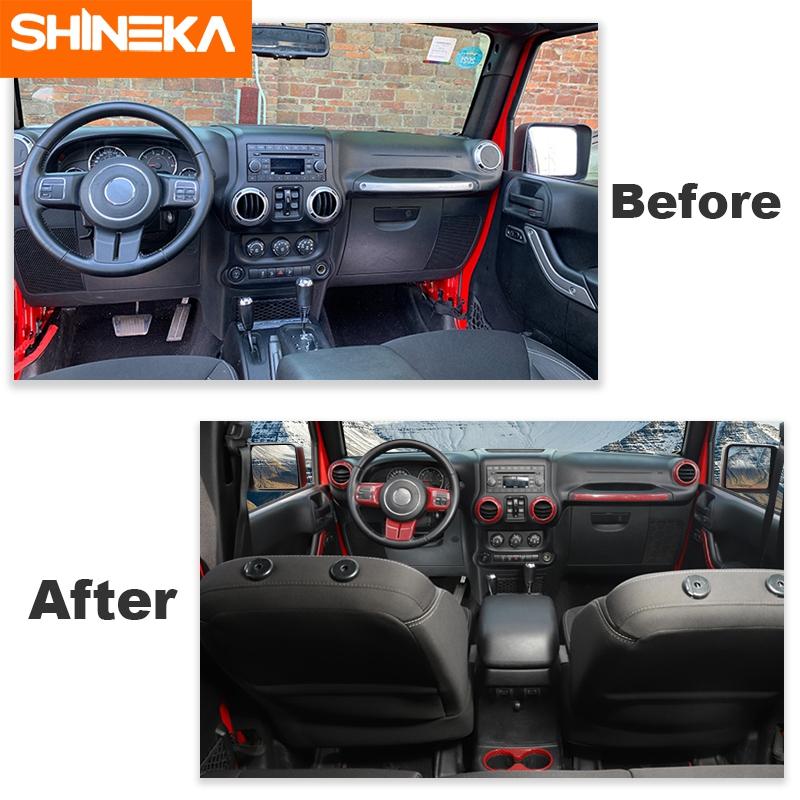 SHINEKA ABS украшение интерьера автомобиля, наклейки, полный комплект отделки, 2/4 дверные аксессуары для Jeep Wrangler JK JKU