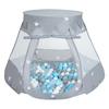 Selonis Play Tent 105x90cm/300 Balls Castle Pop Up Ballpit Plastic Balls for Kids, Grey:grey-white-transparent-babyblue