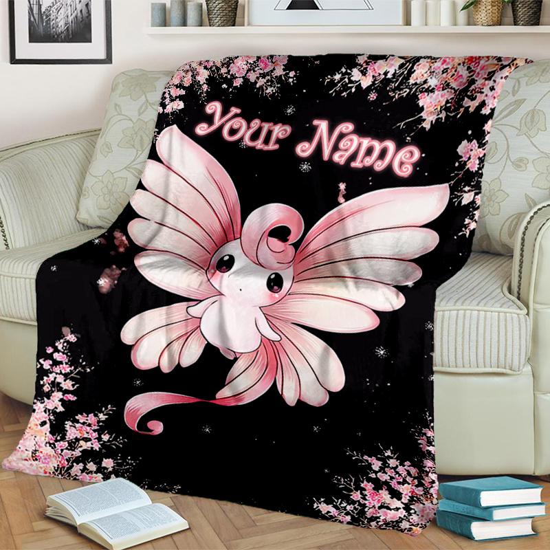 1PC Custom Name "Cherry Blossom Fantasy" Flannel blankets Patterns Throw Blanket All-Season Soft Gift for Couch, Bed, Camping gifts