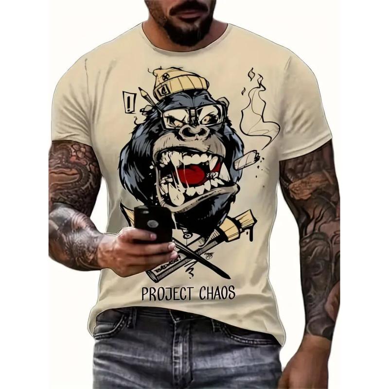 Men's T Shirt Summer Casual Short Sleeve Cartoon Print Funny Animal T-Shirts Fashion Streetwear Male Pullover Oversized Clothing