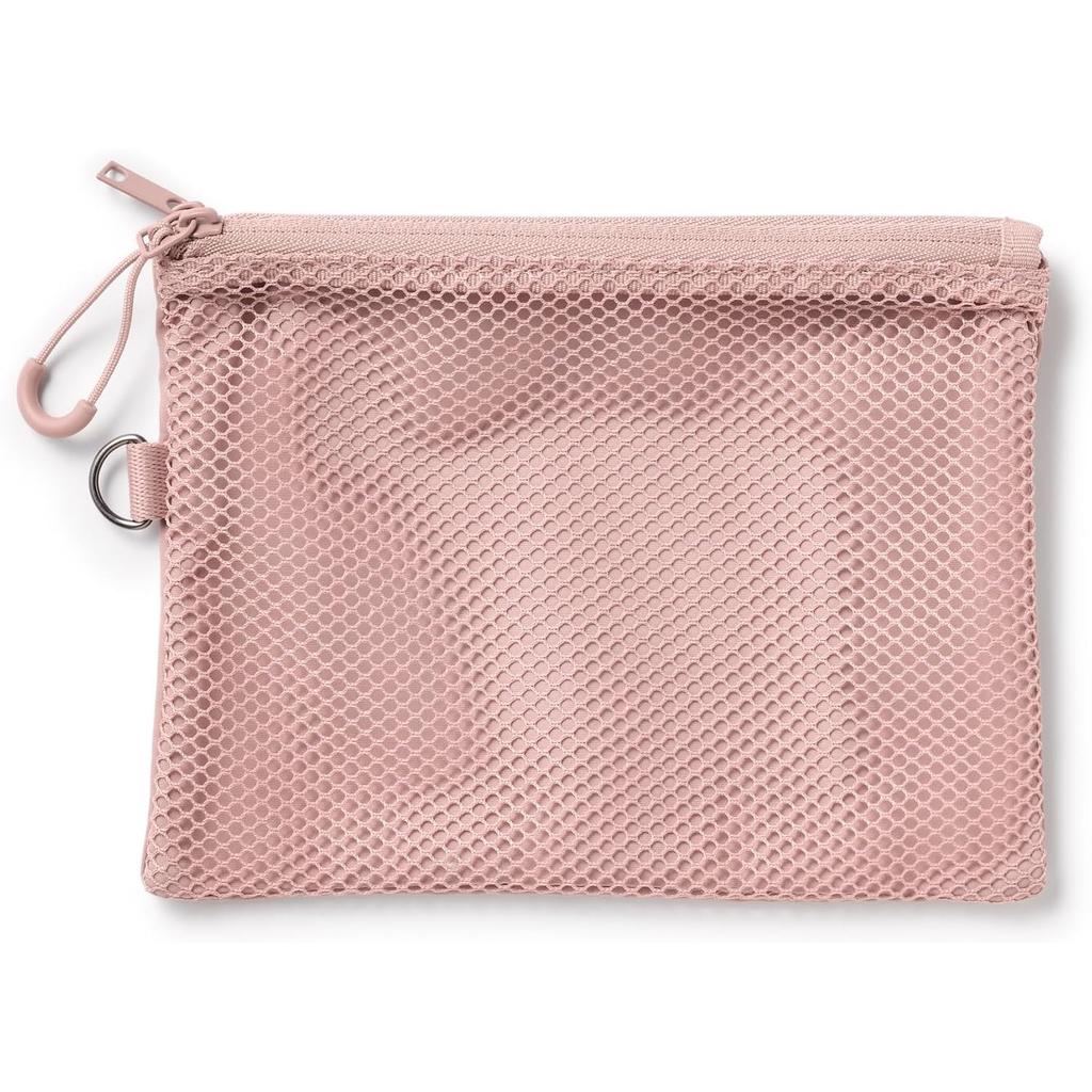 MUJI Polyester Zipper Pouch Pink - Lightweight Travel and Stationery Case, Japan