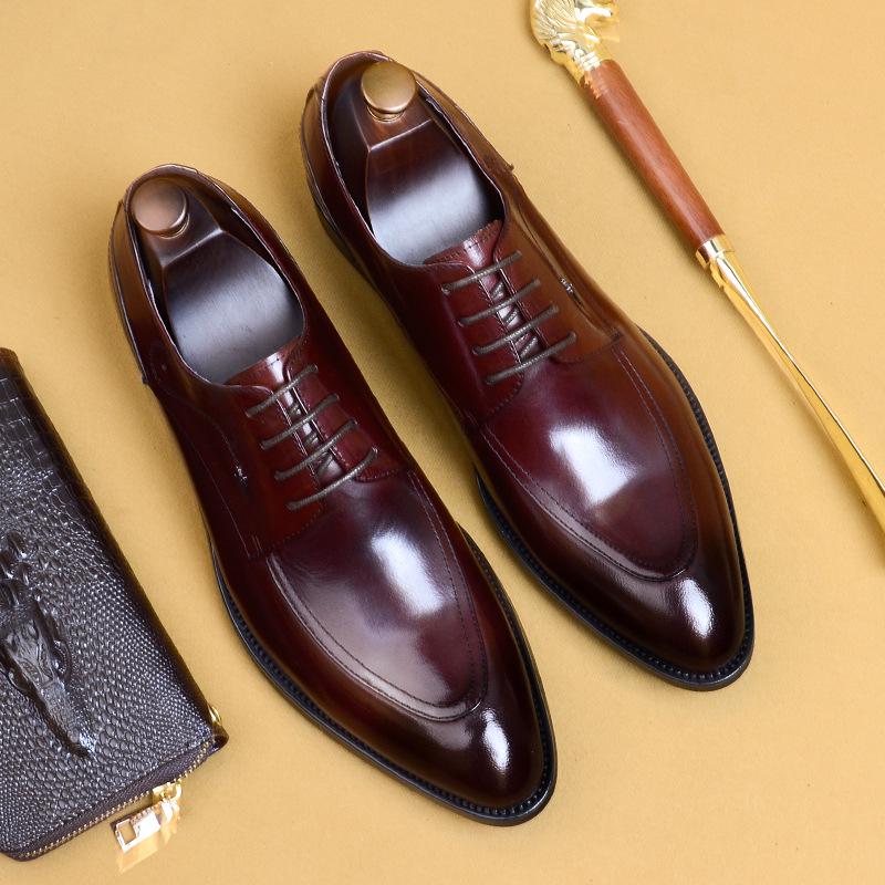 Black Leather Shoes Men'S Leather Pointed Business Dress Men'S British Wedding Groom Men'S Shoes