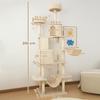Cat Scratching Post, 206cm Tall, with 4 Posts. Caves, Baskets, and Hammocks. 6kg. Beige