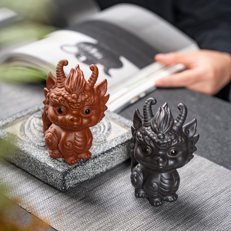 Фиолетовый песок Счастливый зодиакальный дракон Чайный питомец Украшения Креативный персонализированный домашний чайный столик и чайный сервиз Аксессуары