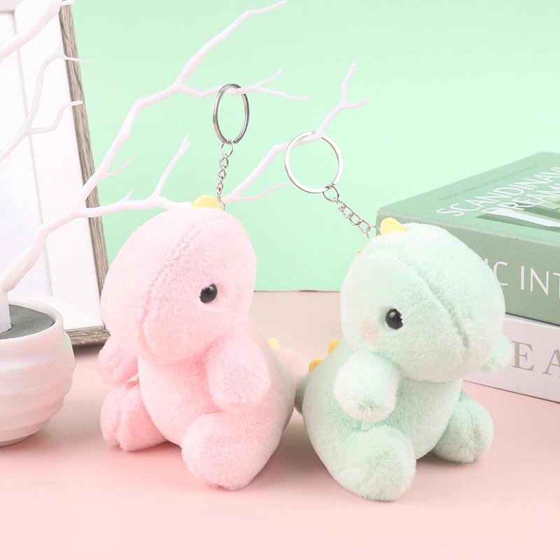 Cute Dinosaur Plush Toy Cartoon Doll Pendant Keychain Car Bag Key Ring Decor