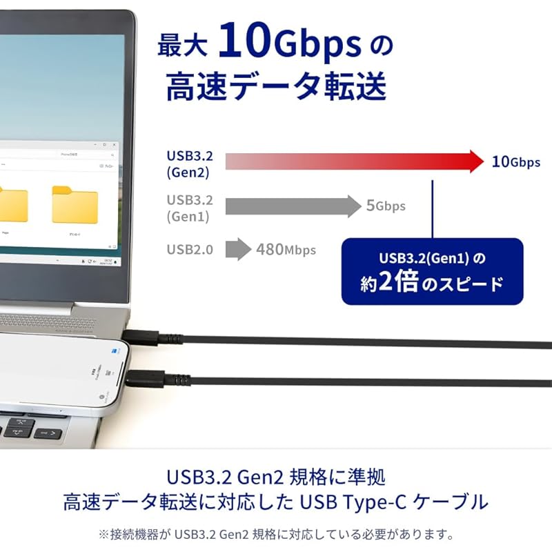 Кабель Owltech Type-C - Type-C, совместимый с видеовыходом USB3.2 Gen2, высокоскоростная передача данных, быстрая зарядка через USB до 10 Гбит/с, PD60 Вт, мягкий черный, 2 м