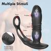 Silicone Anal Vibrator Push Prostate Stimulator Massager Delay Ejaculation Lock Ring Anal Butt Plug Sex Toys Dildo for Men