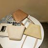Large Capacity Straw Bucket Bag Solid Color Shoulder Bag Fashion Summer Beach Tote  Girls