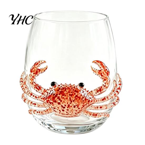 Unique Coastal Style Drinking Glass 12oz Octopus Water Cup, Embossed Design, Hand Painted Marine Handcrafted Deep Sea Pattern Tumbler for Ocean Lovers