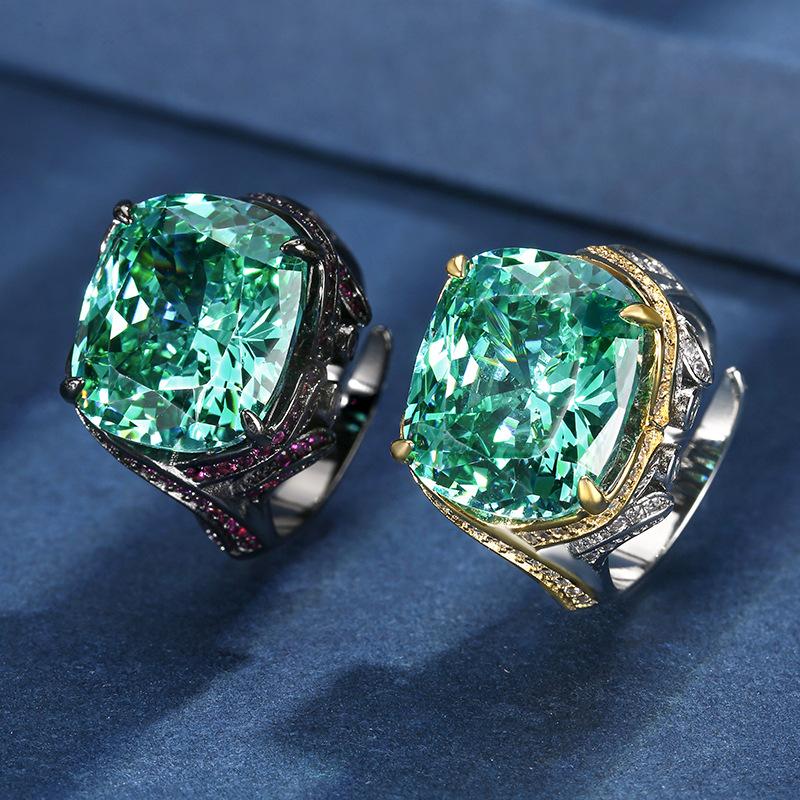 Jewelry Copper Bottom Gold Plated Simulation Bird'S Nest Chepala Green Premium Ring Female 14 * 16