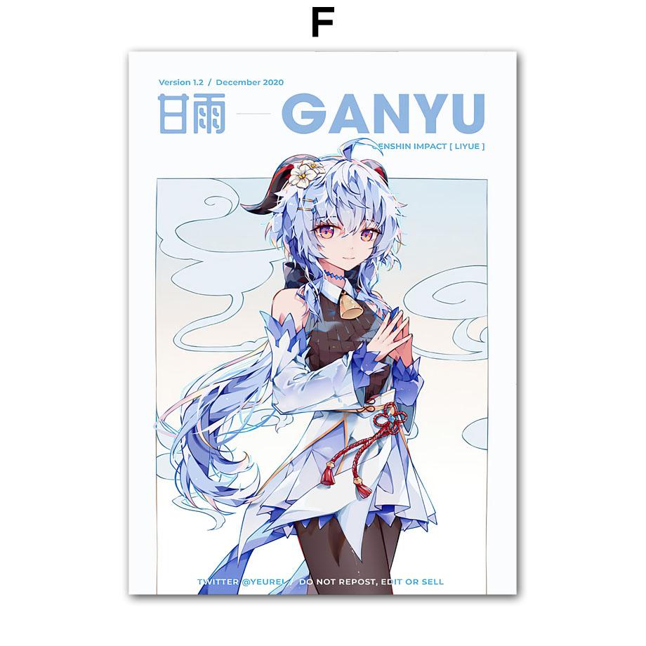 Genshin Impact аниме постер, настенная живопись на холсте, принты, игровая картина, аксессуары для игровой комнаты, украшение для классной комнаты, дома