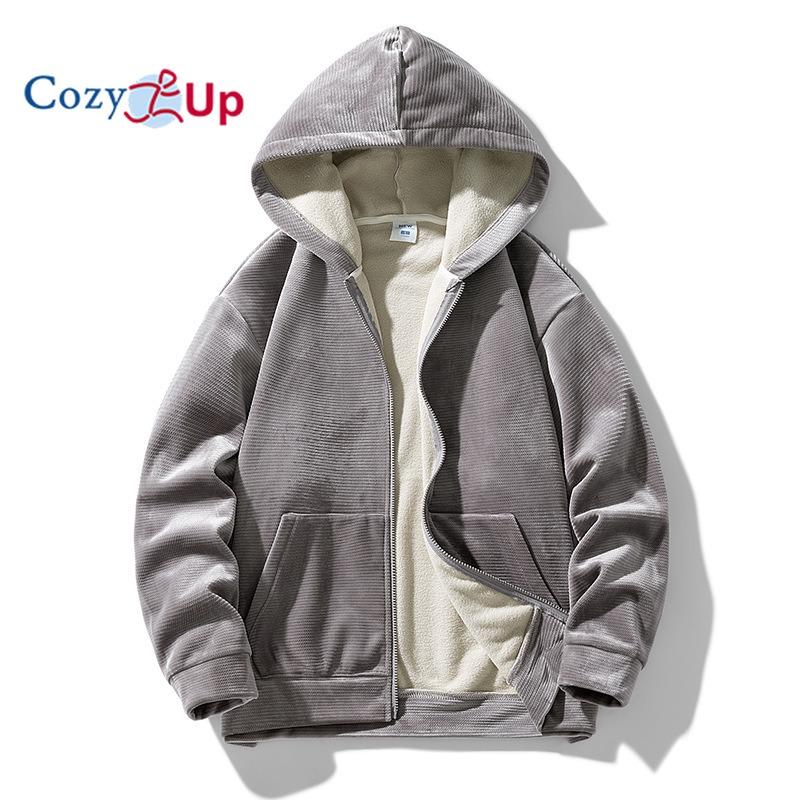 Cozy Up Толстовки для мужчин Толстовка из тяжелого флиса - на толстой подкладке из шерпы на молнии до конца