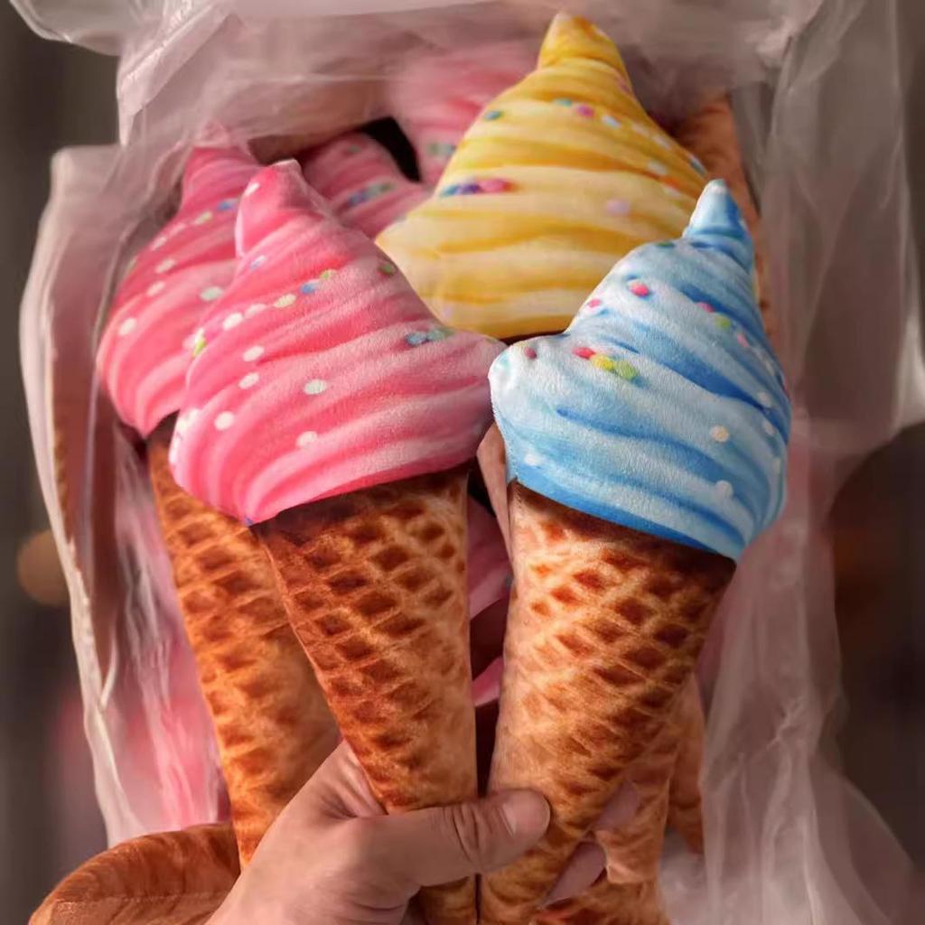 Ice Cream Cone Plush Pillow Toy with Free Shipping - Custom Logo Options Available