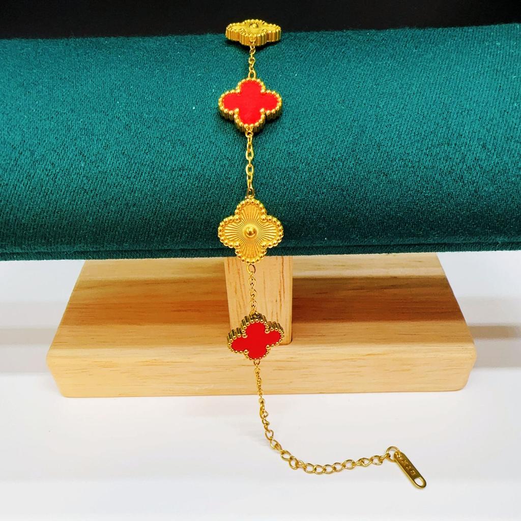 Titanium Steel Five Flowers Four-Leaf Clover Bracelet Women Do Not Lose Color 18K Light Luxury Jewelry