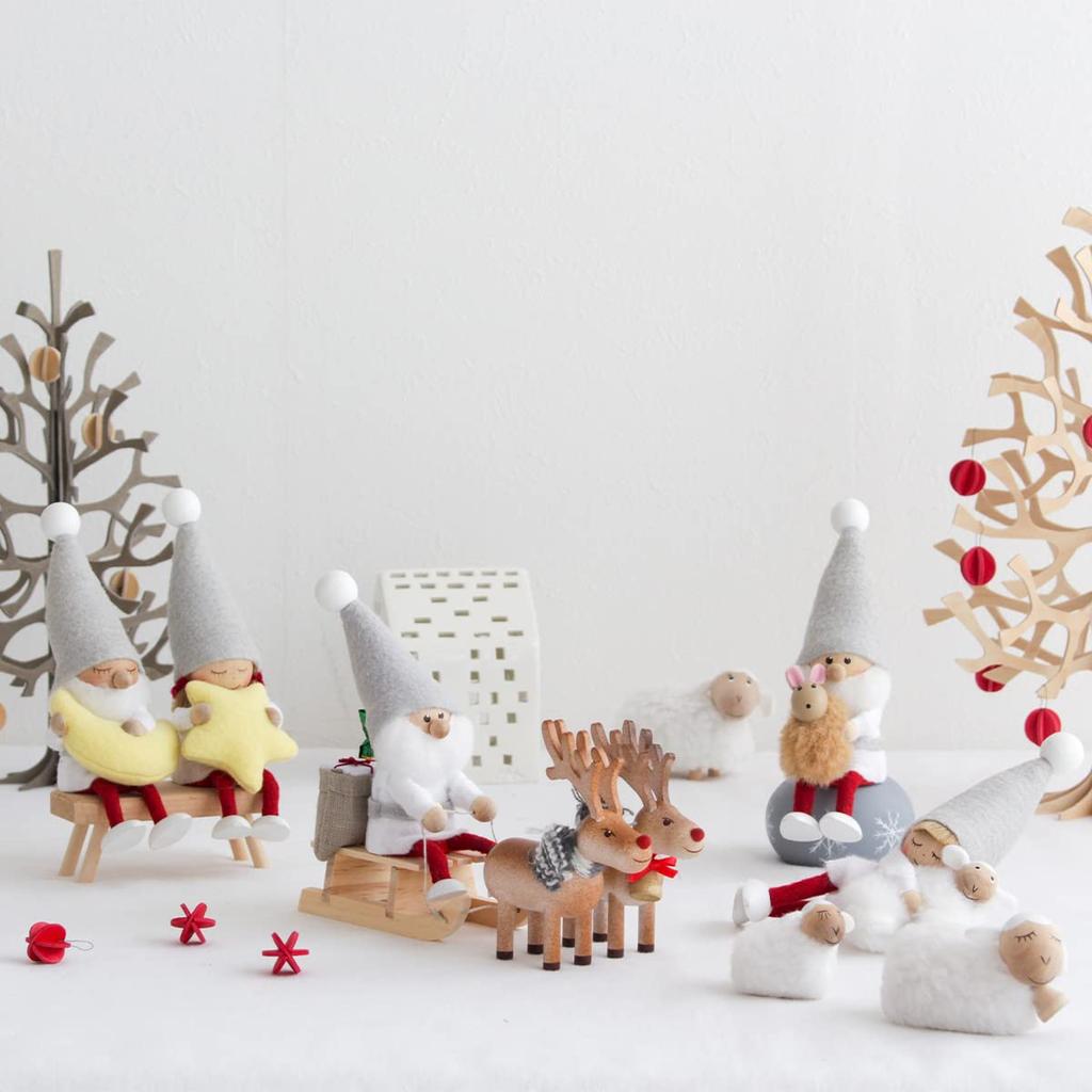 Рождественская деревянная кукла-олень Нордика Ниссе с коричневым колокольчиком