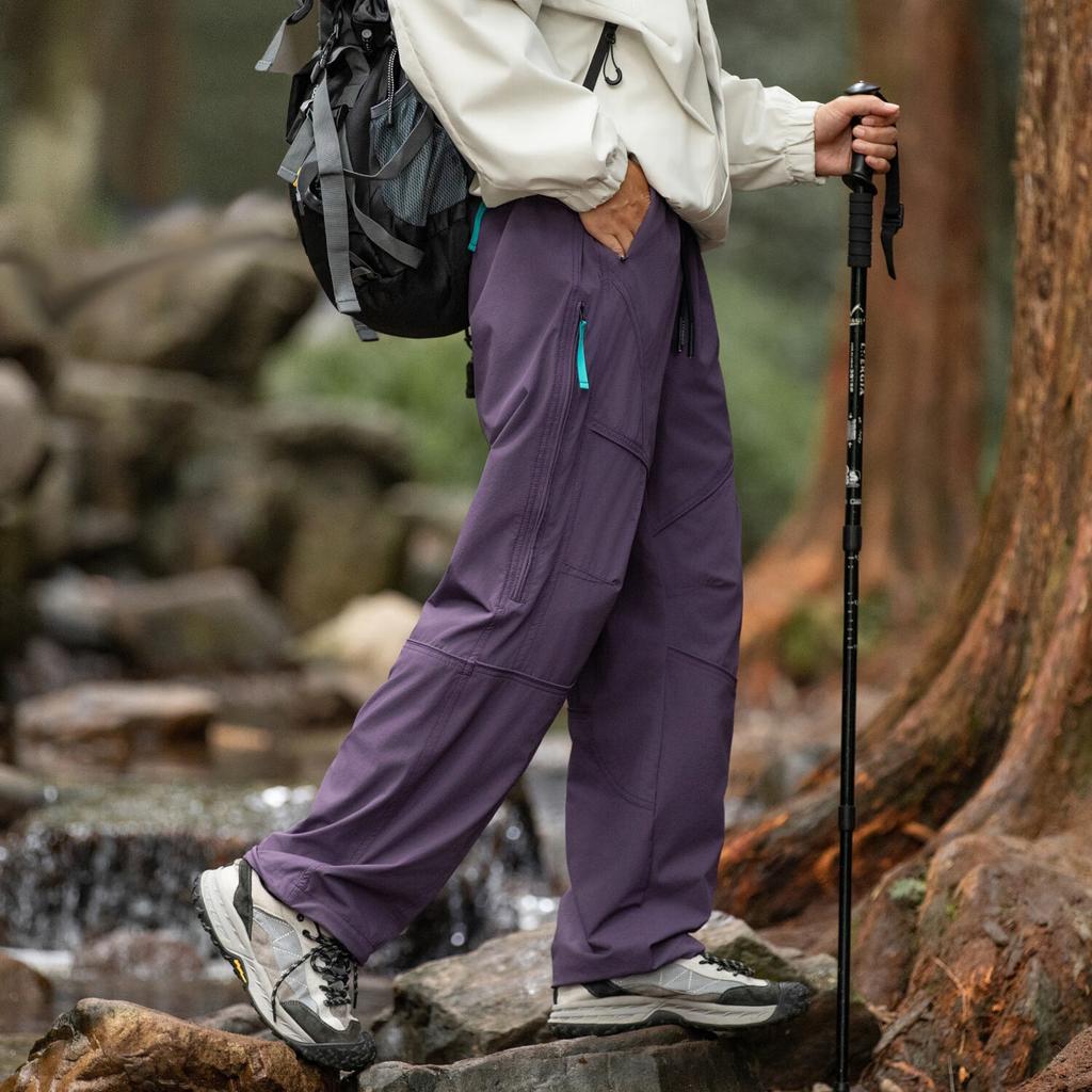 Homlean American-Style Trendy Casual Pants, Spring And Summer Outdoor Hiking Trousers, Mountain Climbing Cargo Pants HT01, Dark Purple, Size M