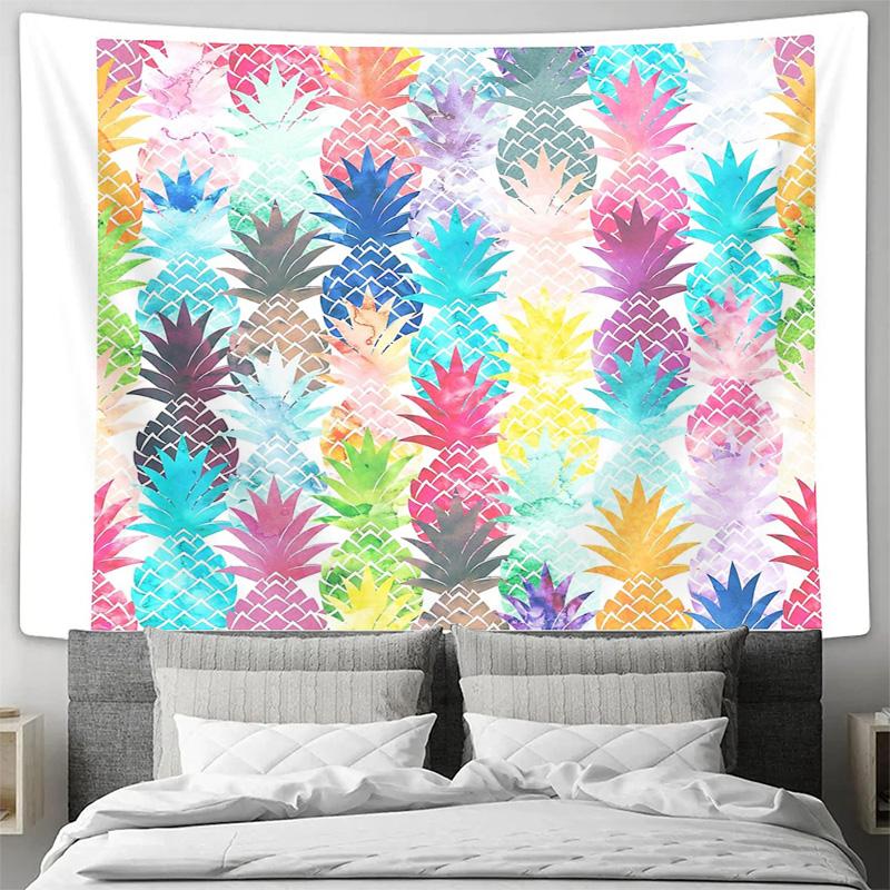 Boho Tapestry Wall Hanging Tropical Pineapple Pattern Decor Aesthetic Room Decor Beach Vibes Nature Inspired Dorm Room Festival