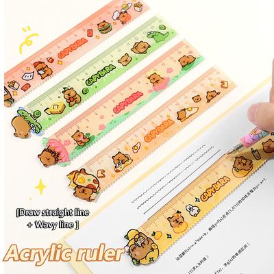 Творческая 15 см линейка Capybara школьные канцелярские принадлежности волнистые линии инструменты для рисования акриловая милая мультяшная прямая линейка канцелярские принадлежности
