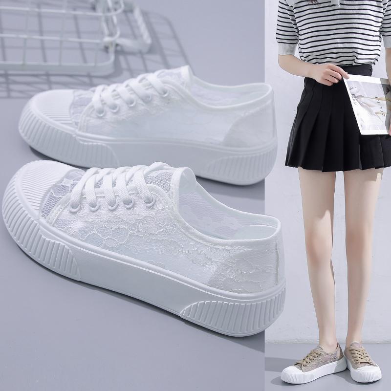 Мода 2024 года, новые летние женские кружевные полые удобные толстые подошвы для спорта на открытом воздухе и повседневной обуви