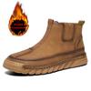 Брендовые зимние плюшевые мужские ботинки Водонепроницаемые кожаные мужские сноубутсы Уличные ботильоны на молнии Повседневная мужская обувь
