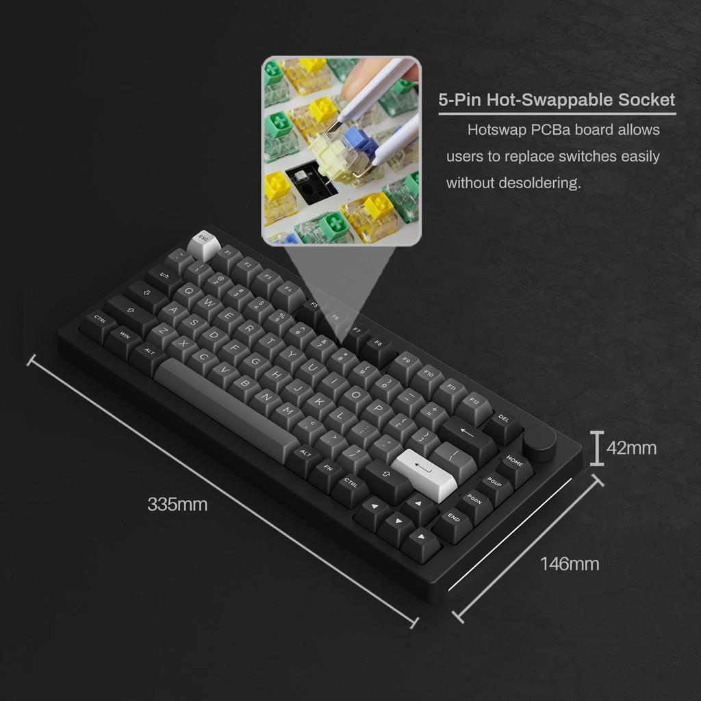 Akko 5075B Plus Black Silver English USB Bluetooth Wireless V3 Cream Blue Pro Magnetic Switch Tenkeyless Mechanical Keyboard with Gasket 3000mAh RGB