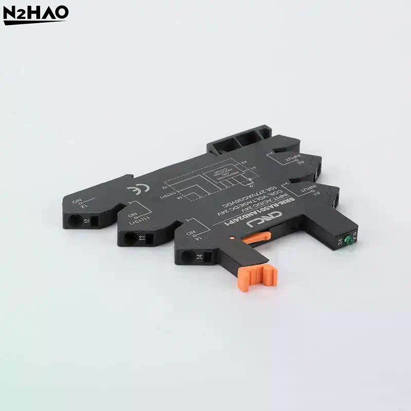 1Pcs Plastic SRM-RA501AND24-P1 Black Direct Current Ultra-Slim Relay Module Alternating Current Rail Type Slim Relay Base