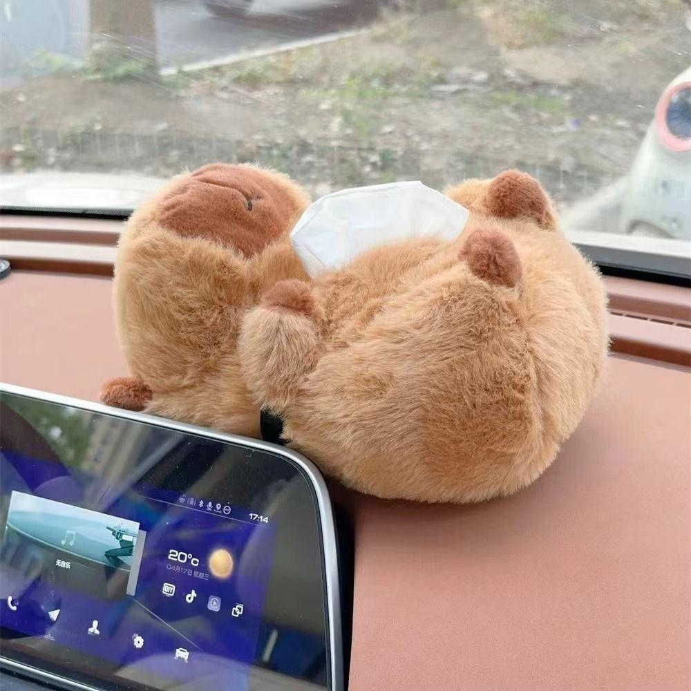 Мультяшная коробка для салфеток в виде капибары, сумка для хранения салфеток, подвесная сумка для салфеток на заднее сиденье автомобиля, домашний декор