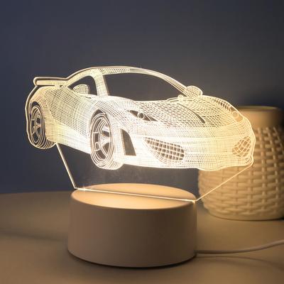 Крутой 3D ночник в виде спортивного автомобиля, USB свет теплого цвета, настольная лампа для дома, офиса, кабинета, спальни, декоративный свет для создания атмосферы, подарочный свет