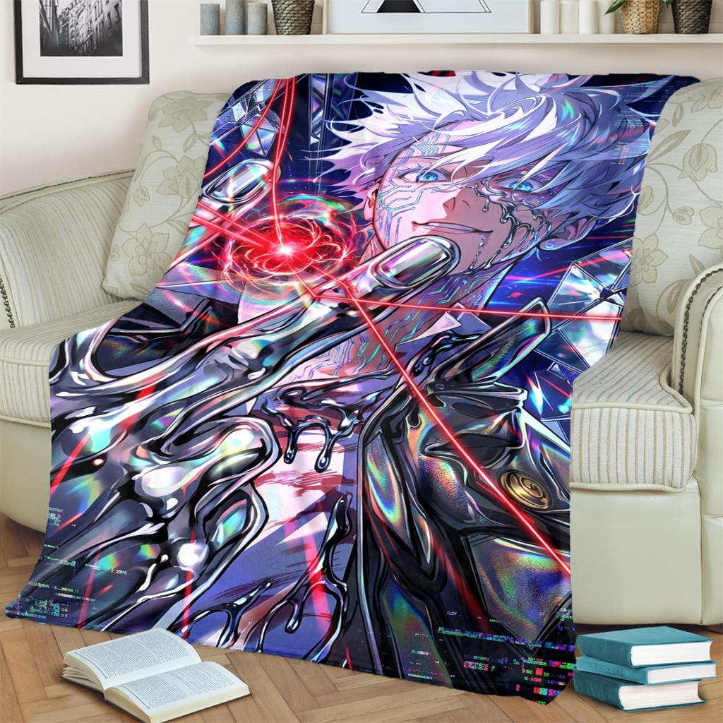 Warm Cozy Jujutsu Kaisen Print Blanket Flannel for Bedrooms, Sofas, Beds, Chairs, Picnics, Travel