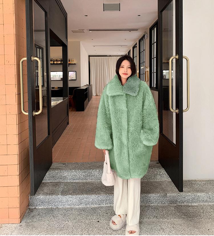 Женское пальто из искусственного меха большого размера, зимняя плюшевая куртка Тедди, плотные теплые пальто с длинными рукавами, женская зимняя верхняя одежда