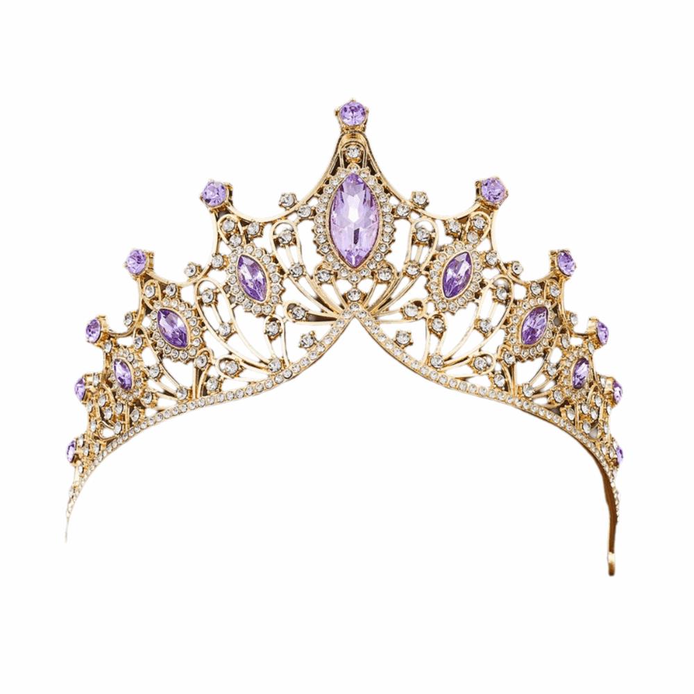 Vintage Rhinestone Queen Princess Crown Alloy Hair Accessories Crystal Tiara Baroque Bridal Headband Christmas