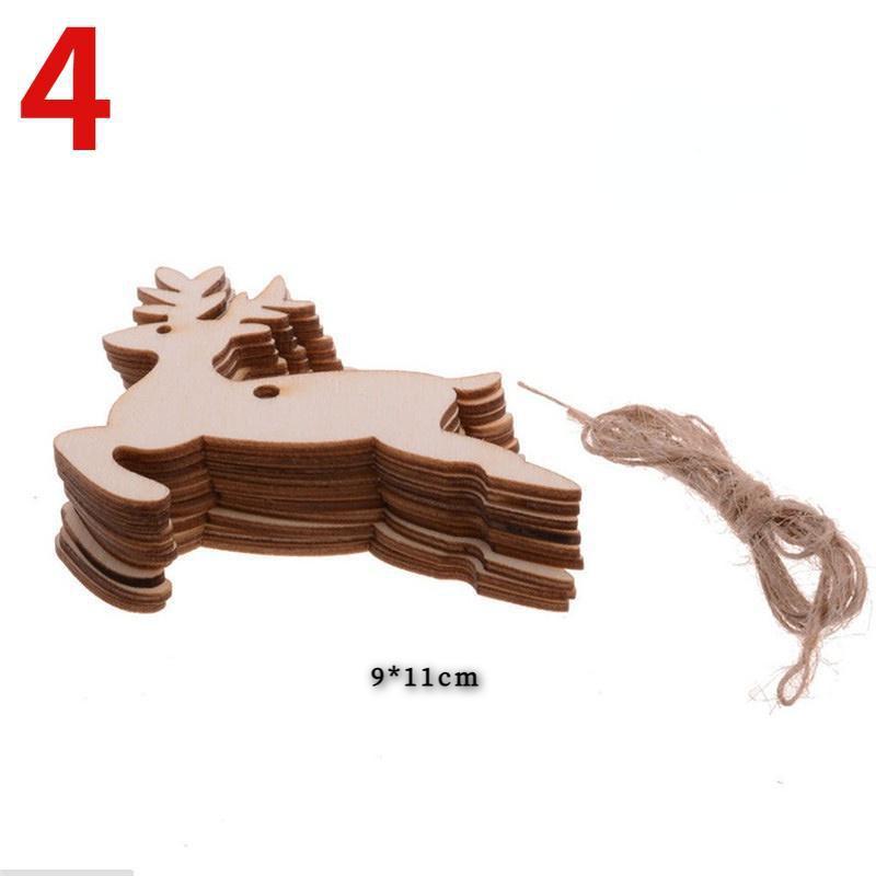 10Pcs/Bag Wooden Christmas Decorations Creative Christmas Tree Pendant Holiday Party Home DIY Decoration