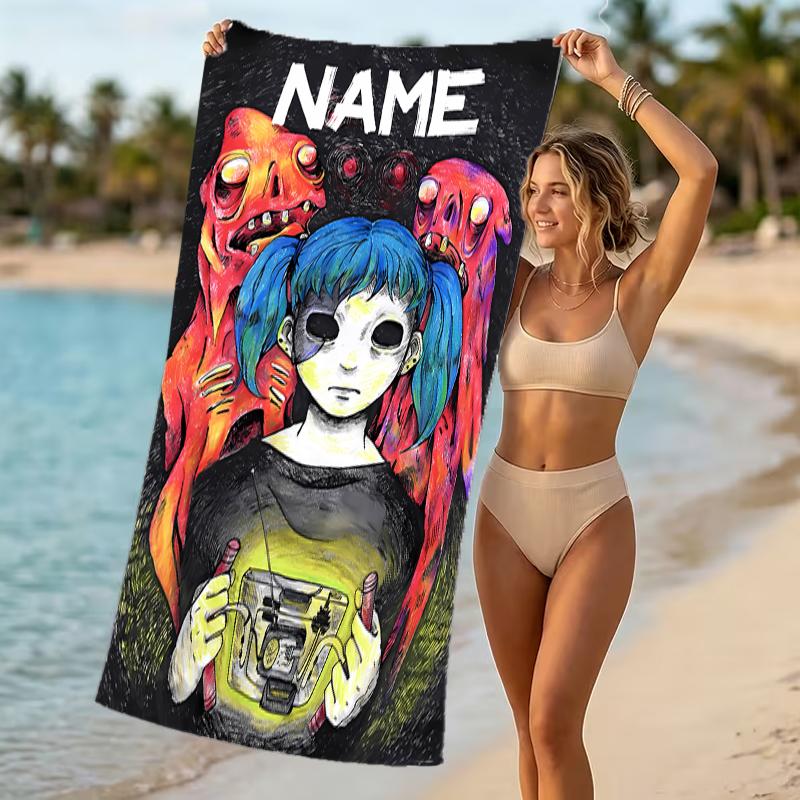 Customizable personalized beach towels Sally Face themed designs.Suitable for the beach, yoga, sports;ideal as beach accessories