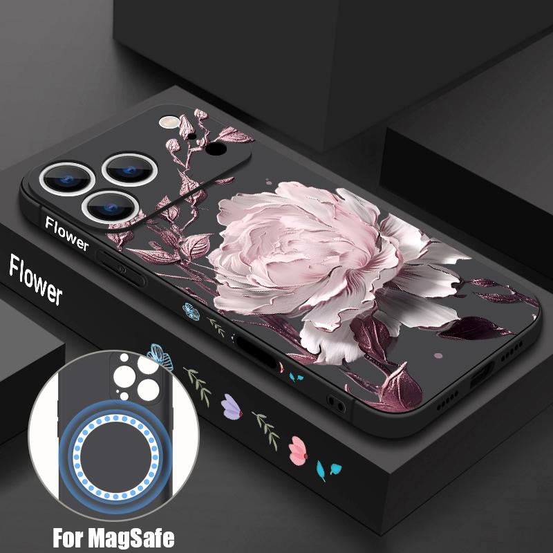 Чехол для iPhone 17 Pro Max INS с узором из разноцветных цветов, магнитный, для Magsafe, мягкая крышка, для iPhone 16 15 14 13 Pro Max 17E 16E