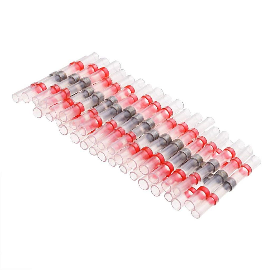 50pcs SST Heat Shrinkable Tube Waterproof Solder Ring Wire Connectors Awg22-18 Butt Bushing Electrical Splice Terminal