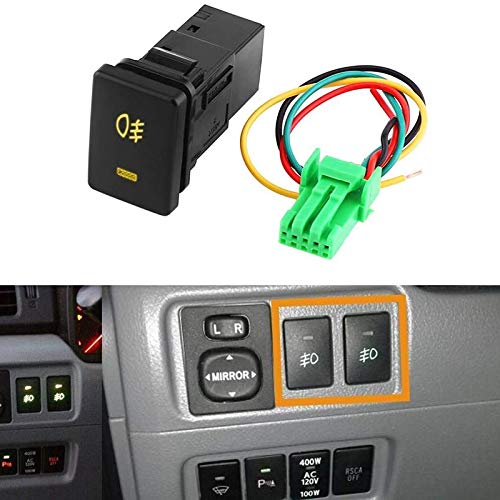 Для противотуманных фар Plouluyt, светодиодный фонарь, 4-полюсный 12 В с подсветкой, кнопочный переключатель, светодиодная полоса DRL (33x22мм)