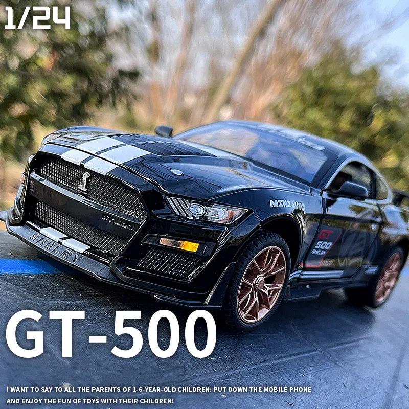 GDKO9 1:24 Ford Mustang Shelby GT500 Alloy Sports Car Diecasts Metal Toy Car Model Simulation Sound Light Collection Kids Gifts A414
