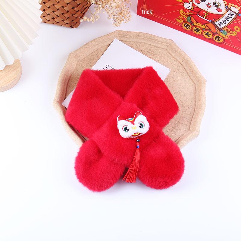 Festive Child's Snood: Red Faux Rabbit Fur for Autumn & Winter