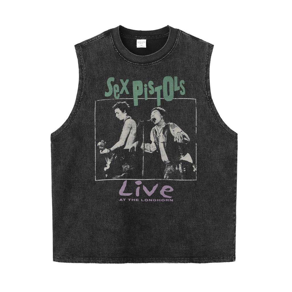Винтажная футболка без рукавов с эффектом состаривания группы Sex Pistols, американский панк-рок, мужская/женская, для спорта и фитнеса