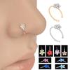 Rhinestone Flower Fake Hoop Nose Ring Punk Lip Clip Body Jewelry