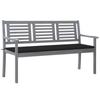 Day and Night - Day and Night 3-seater Garden Bench In Gray Eucalyptus Wood and 150 Cm Cushion