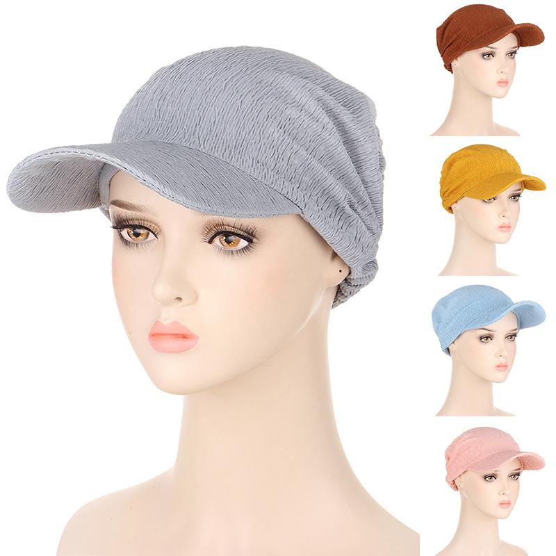 1PC Sun Hat Sunscreen Cap Solid Color Turban Cap Summer Female Hat Fashion Female Hat