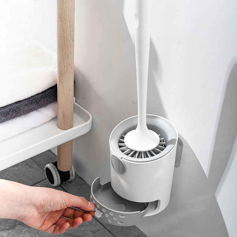 Wall-mounted Toilet Brush And Holder Set For Bathroom Flexible Toilet Bowl Brush Head With Soft Bristle For Effective Cleaning Bathroom Accessories