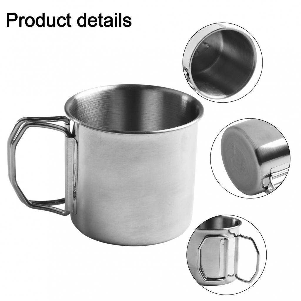 Handle Water Cup Picnic Mug Silver 260/350/600/660ML