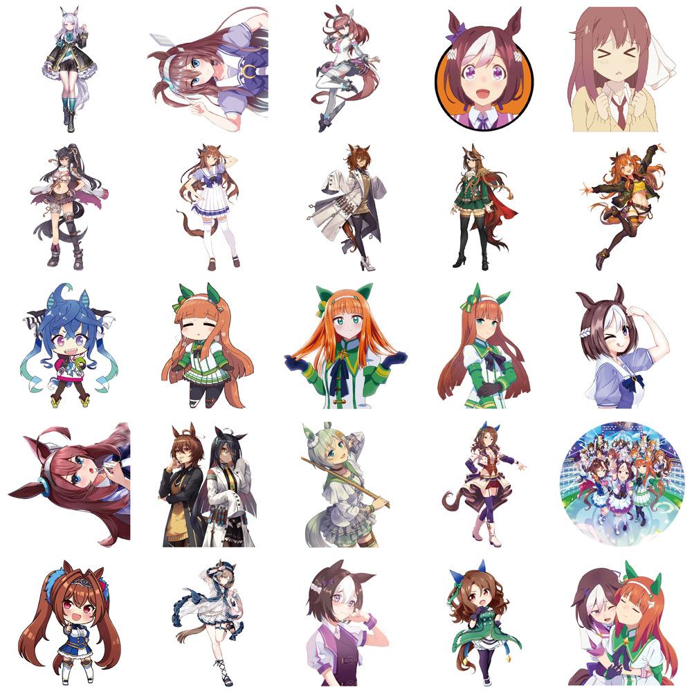 50 шт. Аниме Uma Musume Pretty Derby Игровые Граффити Наклейки Мультяшные Наклейки Декор для Ноутбука Скейтборда Мотоцикла Наклейка