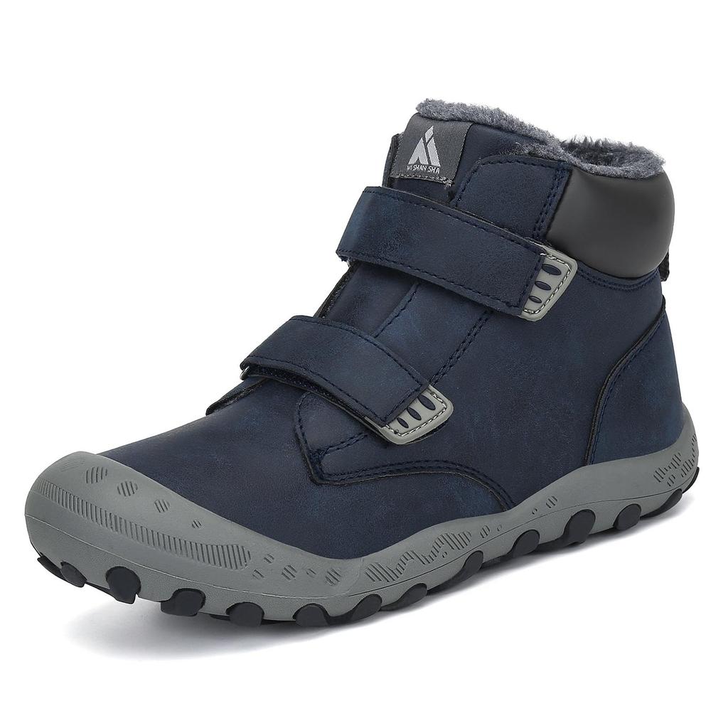 Mishansha Trekking Winter Hiking Junior Sizes with Velcro Outdoor and Cold Weather Boots Kids' Shoes, Fleece-Lined, Boots, Snowshoes, Non-Slip,