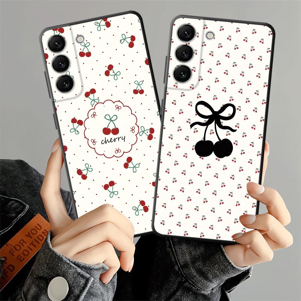 Мультяшный чехол с вишней для Samsung Galaxy A25 A16 A55 A23 A57 A15 A73 A51 A05 A53 A17 A06 A52 A36 A37 Чехол для телефона A12 A70 A41 A13