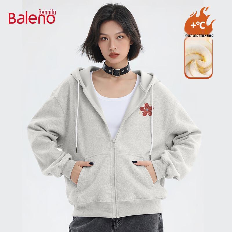 Baleno Women's Trendy Fleece-Lined Star & Floral Hoodie Jacket