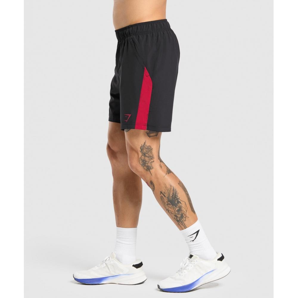 Gymshark Спортивные шорты 7 черные, кондиционирующие, красные A1b3l Bc1d