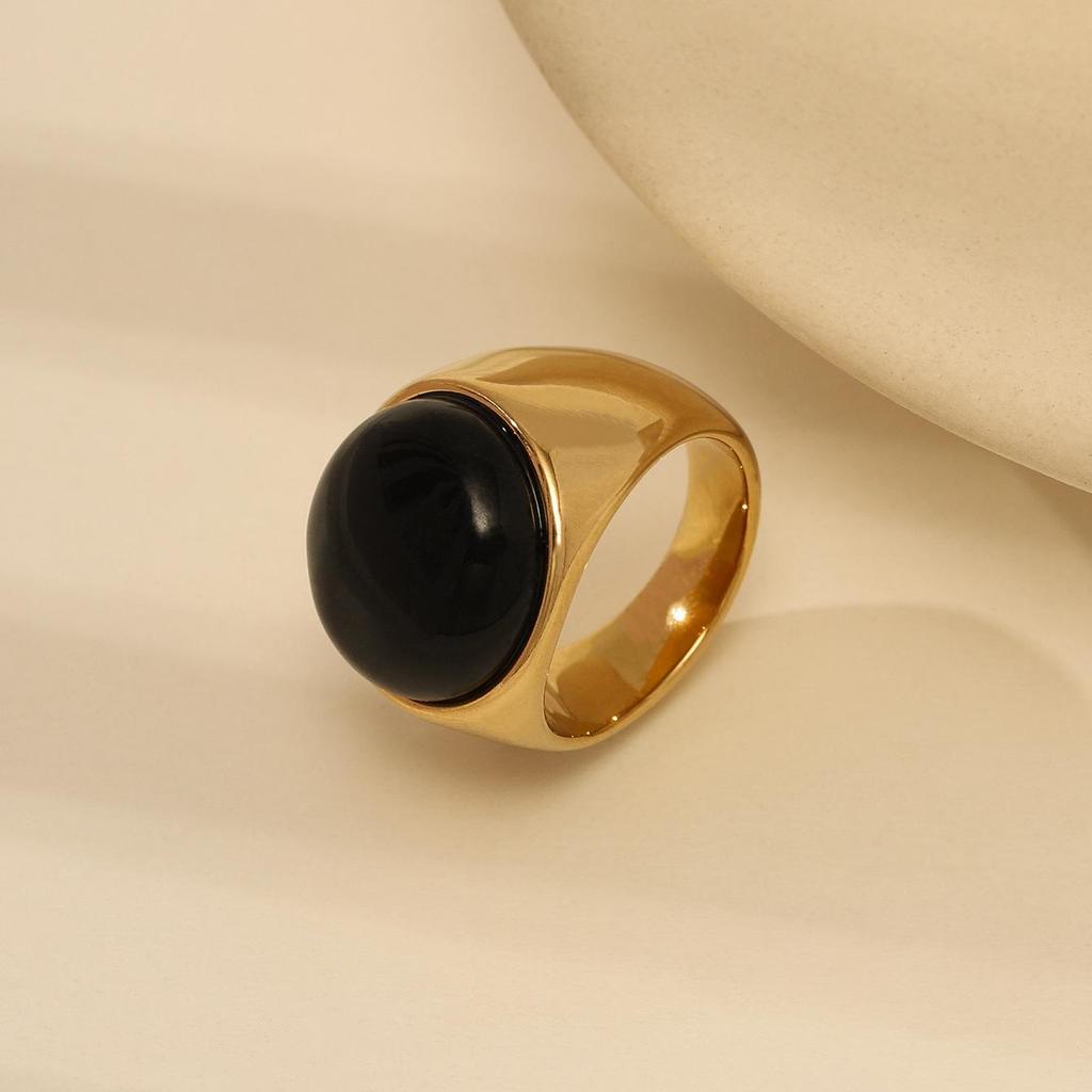 Trendy Stainless Steel Gold-Plated Hip Hop Geometric Ring - Simple & Stylish Plain Band